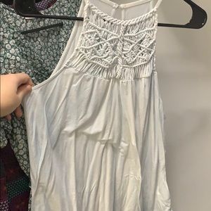 Blue and white crochet top